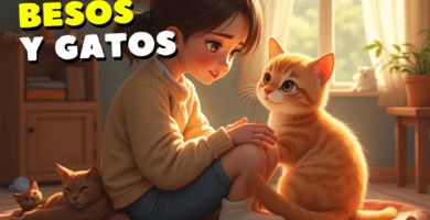El Concepto De Los Besos Entre Humanos Y Gatos